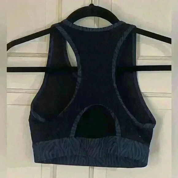 Peloton Cadent High Neck Racerback Bra Size Small Animal Print Black/Blue Gym - Picture 5 of 7